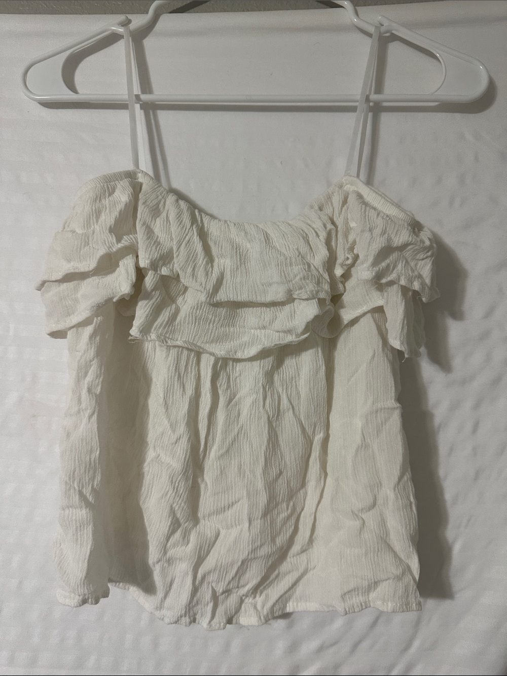 Ruffled Off-Shoulder Camisole - White